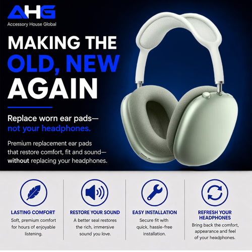 AHG Accessory House Global Upgraded Replacement airpods max ear Cushions pads compatible with Apple AirPods Max Headphones (Green). Silicone Lined Mesh/High-Density Foam/Strong Magnet