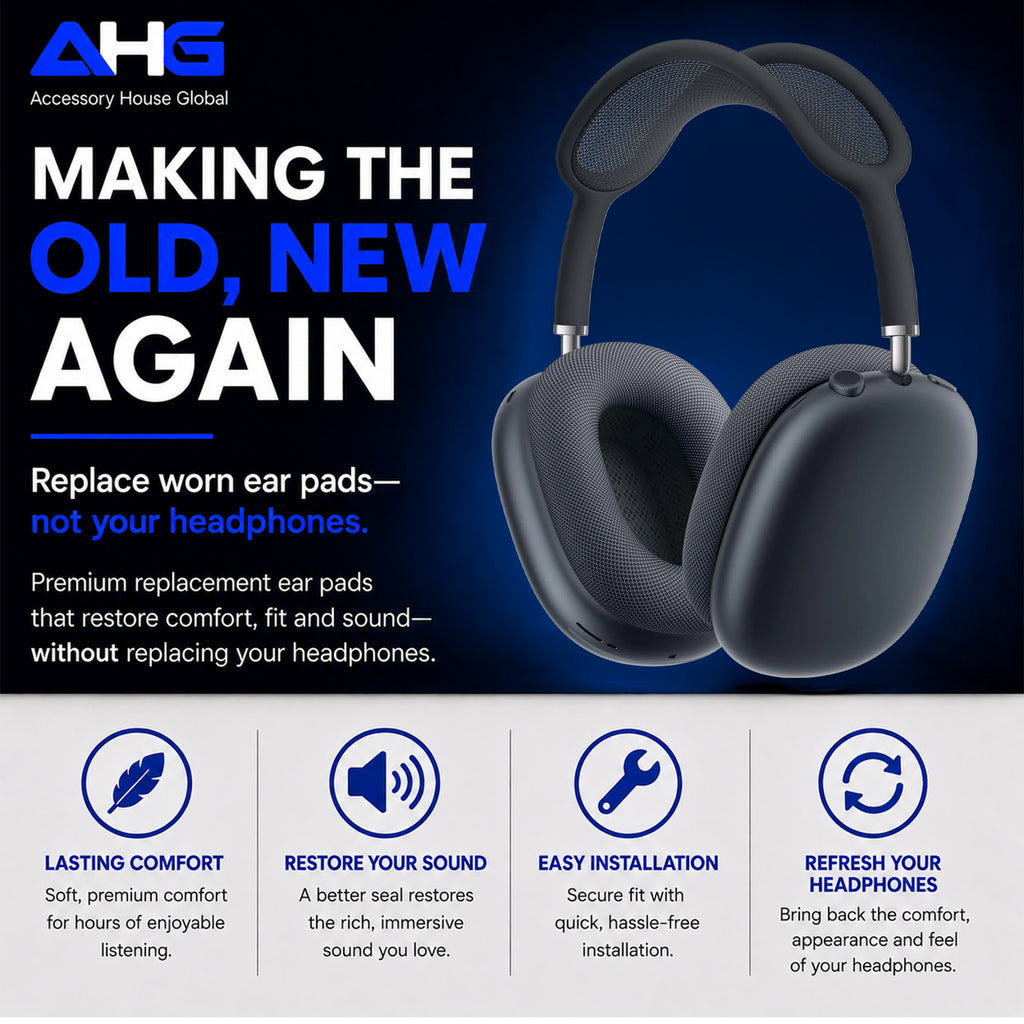 AHG Accessory House Global Upgraded Replacement airpods max ear Cushions pads compatible with Apple AirPods Max Headphones (Space Gray). Silicone Lined Mesh/High-Density Foam/Strong Magnet