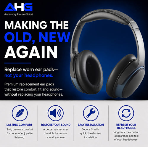 AHG Accessory House Global Ear Pads Compatible with Bose SoundLink AE2 Headphones (Black).  Easy DIY Fit | Premium Protein Leather | Extra Thick | Soft High-Density Foam (Copy)