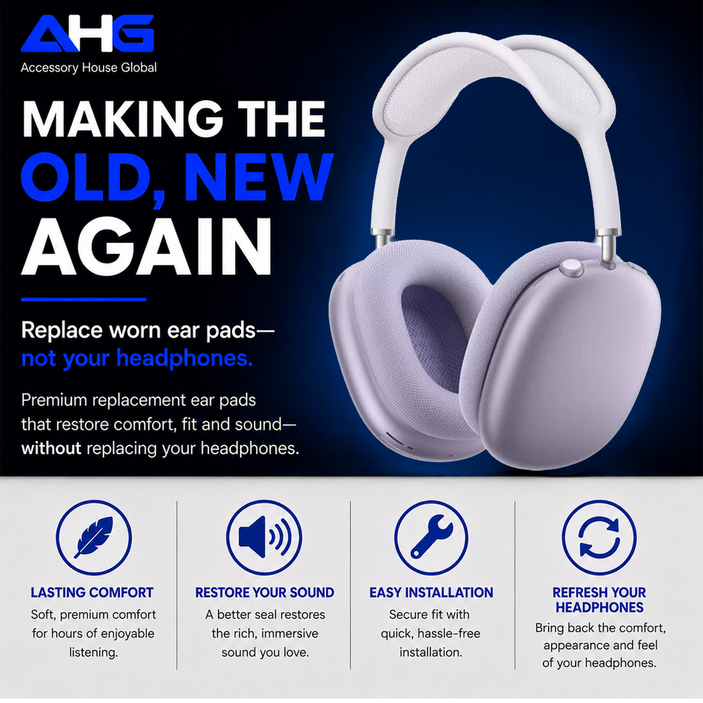 AHG Accessory House Global Upgraded Replacement Purple AirPods Max Ear Cushions Pads Compatible with Apple AirPods Max 2 Headphones (2024). Silicone Lined Mesh, High-Density Foam, Strong Magnet Ear Pads