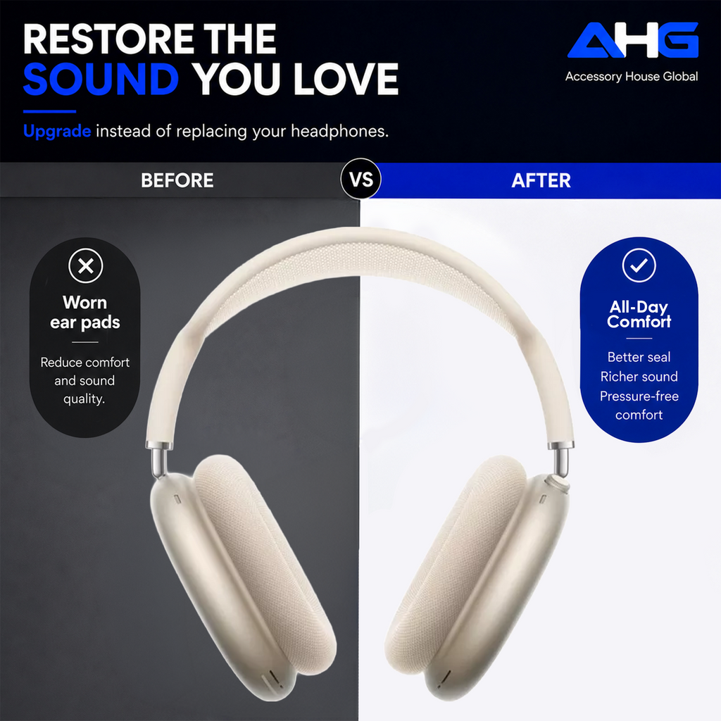 AHG Accessory House Global Upgraded Replacement Starlight AirPods Max Ear Cushions Pads Compatible with Apple AirPods Max 2 Headphones (2024). Silicone Lined Mesh, High-Density Foam, Strong Magnet Ear Pads