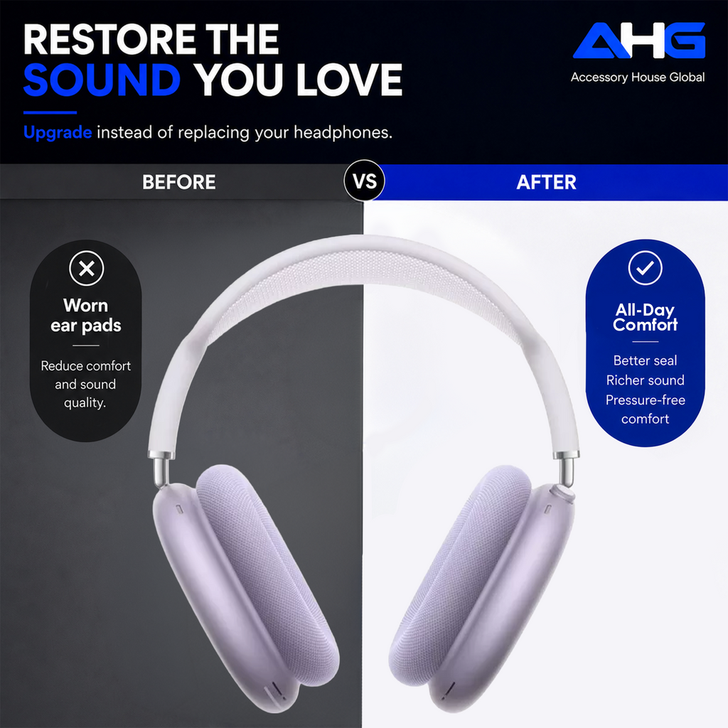 AHG Accessory House Global Upgraded Replacement Purple AirPods Max Ear Cushions Pads Compatible with Apple AirPods Max 2 Headphones (2024). Silicone Lined Mesh, High-Density Foam, Strong Magnet Ear Pads