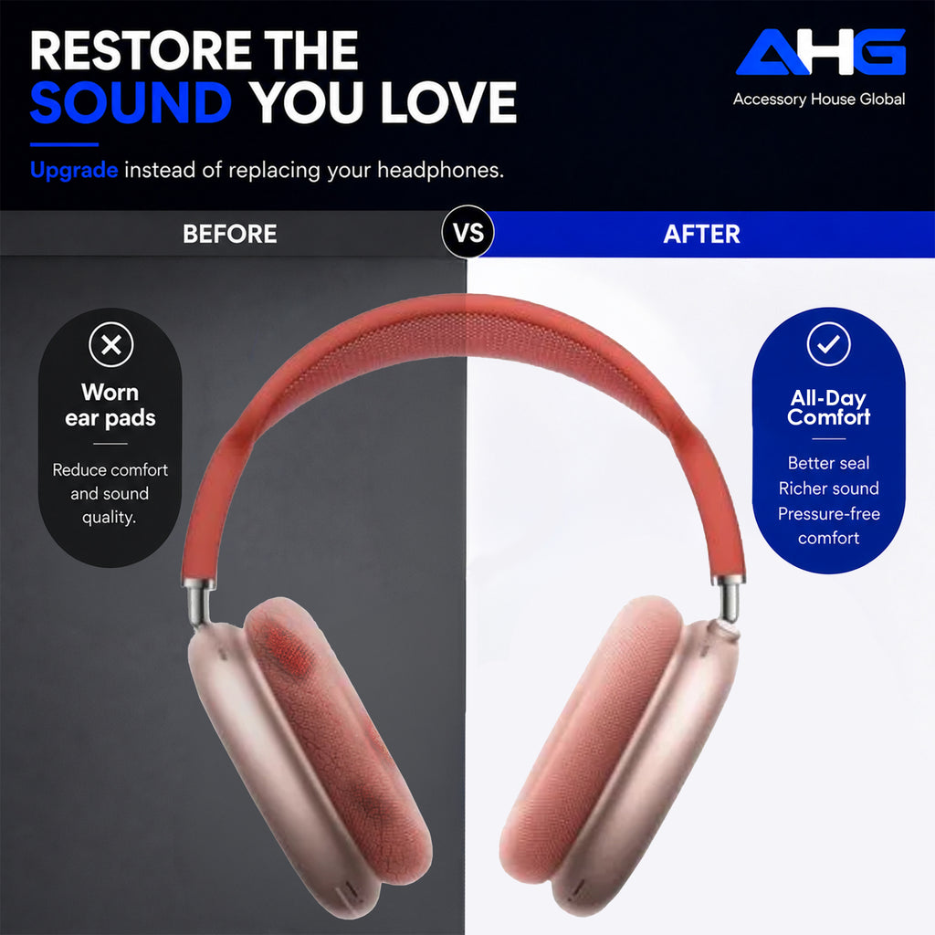 AHG Accessory House Global Upgraded Replacement airpods max ear Cushions pads compatible with Apple AirPods Max Headphones (Pink). Silicone Lined Mesh/High-Density Foam/Strong Magnet