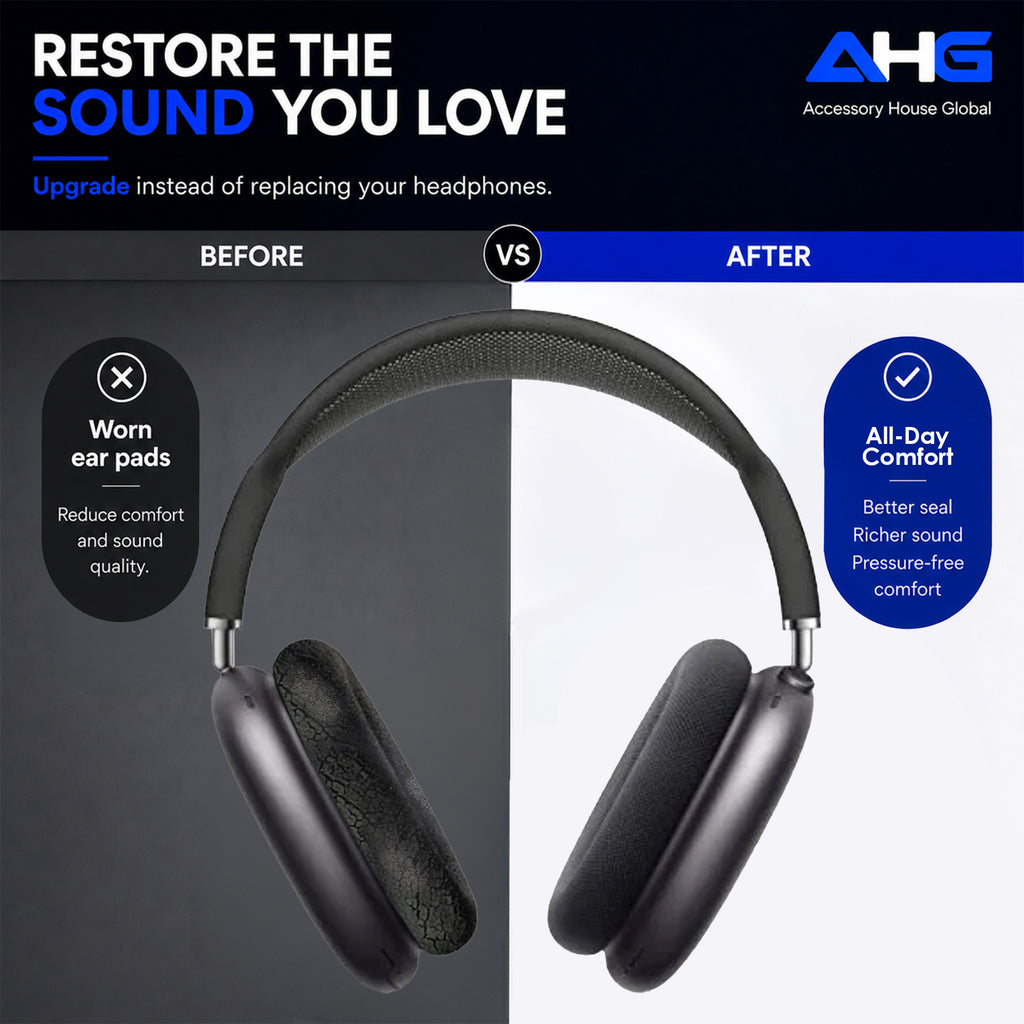 AHG Accessory House Global Upgraded Replacement airpods max ear Cushions pads compatible with Apple AirPods Max Headphones (Space Gray). Silicone Lined Mesh/High-Density Foam/Strong Magnet