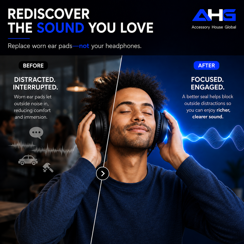 AHG Accessory House Global Replacement Ear Pads Cushions Compatible with Bose QuietComfort 35 II / QC35, QCSE, QCSC and QC45 Wireless Headphones - Premium Material | Extra Thick | Durable