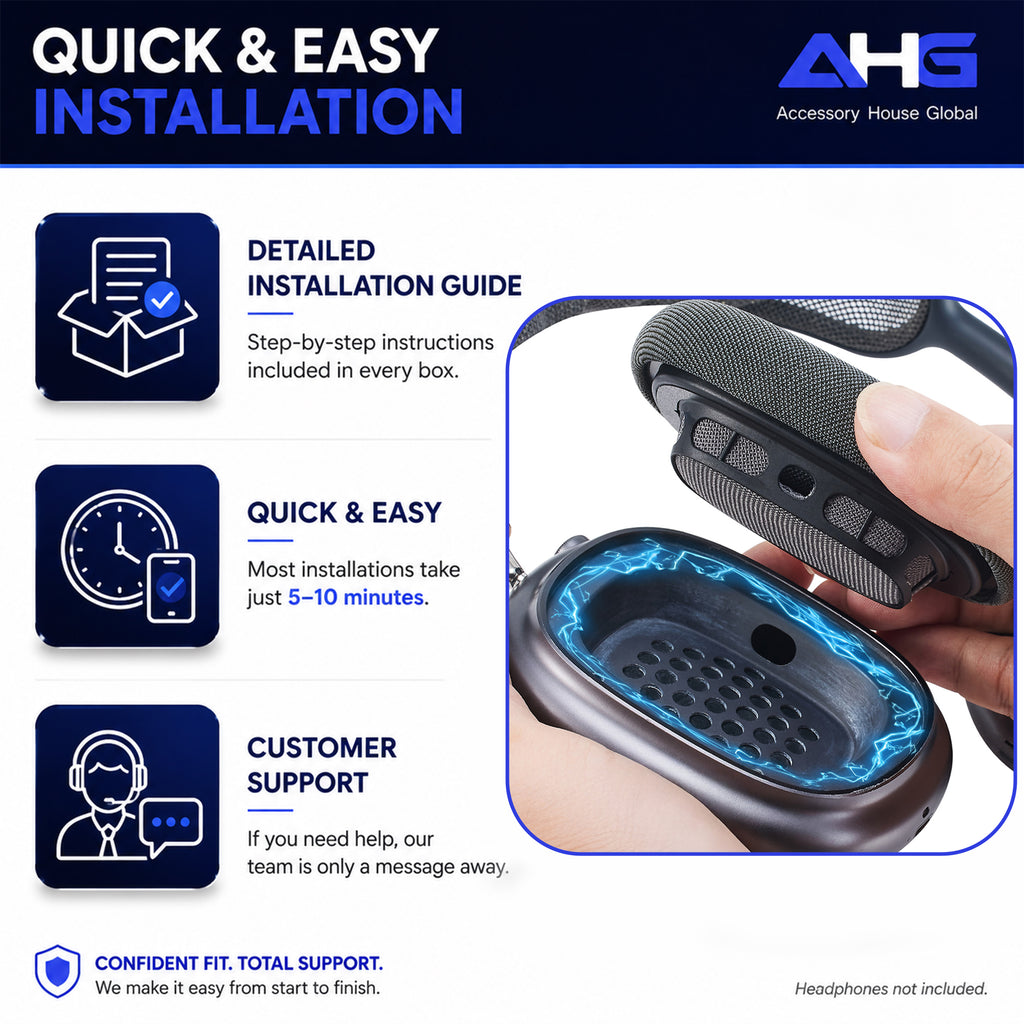AHG Accessory House Global Upgraded Replacement airpods max ear Cushions pads compatible with Apple AirPods Max Headphones (Space Gray). Silicone Lined Mesh/High-Density Foam/Strong Magnet