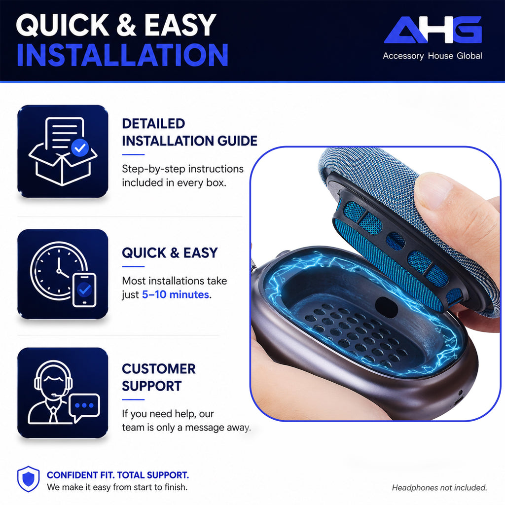 AHG Accessory House Global Upgraded Replacement airpods max ear Cushions pads compatible with Apple AirPods Max Headphones (Sky Blue). Silicone Lined Mesh/High-Density Foam/Strong Magnet