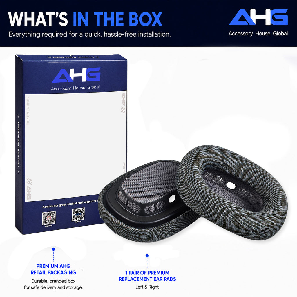 AHG Accessory House Global Upgraded Replacement airpods max ear Cushions pads compatible with Apple AirPods Max Headphones (Space Gray). Silicone Lined Mesh/High-Density Foam/Strong Magnet