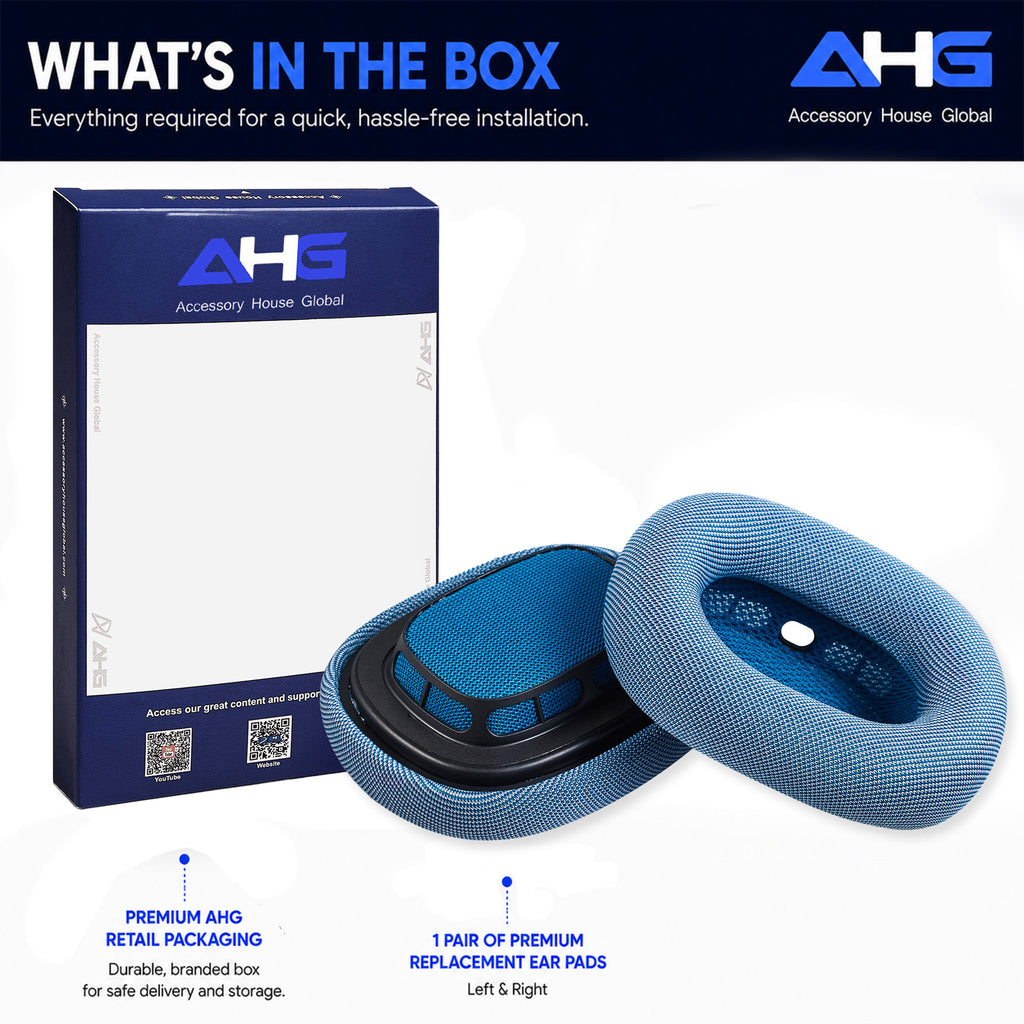 AHG Accessory House Global Upgraded Replacement airpods max ear Cushions pads compatible with Apple AirPods Max Headphones (Sky Blue). Silicone Lined Mesh/High-Density Foam/Strong Magnet