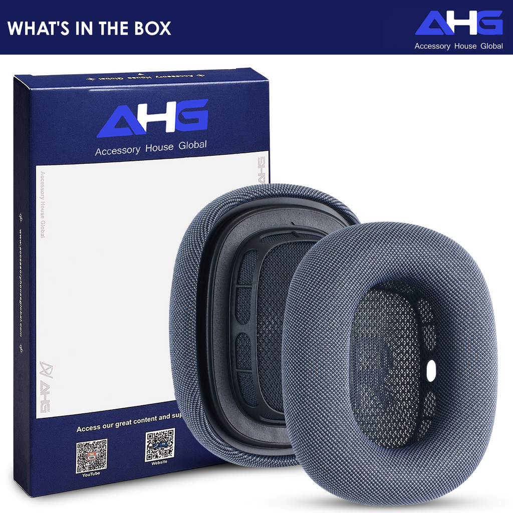AHG Accessory House Global Upgraded Replacement Midnight AirPods Max Ear Cushions Pads Compatible with Apple AirPods Max 2 Headphones (2024). Silicone Lined Mesh, High-Density Foam, Strong Magnet Ear Pads