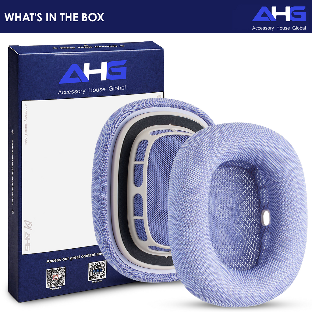 AHG Accessory House Global Upgraded Replacement Purple AirPods Max Ear Cushions Pads Compatible with Apple AirPods Max 2 Headphones (2024). Silicone Lined Mesh, High-Density Foam, Strong Magnet Ear Pads